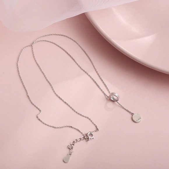 NEW Rose Gold/925 Sterling Silver Circle Necklace - Picture 6 of 9